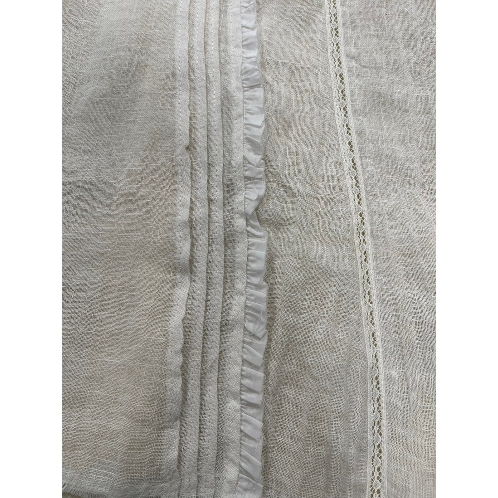 Zara Linen Lace Pintuck Midi Skirt Cream Boho Frayed Hem Small - Picture 4 of 6